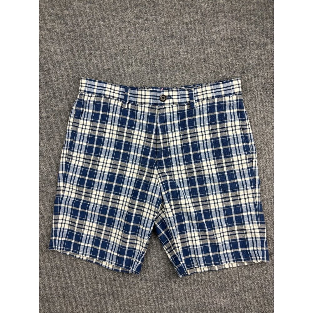 Banana‎ Republic Aiden Short Men's 31 Blue Plaid Chino Cotton 9" Inseam